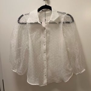 Sheer puff sleeve blouse